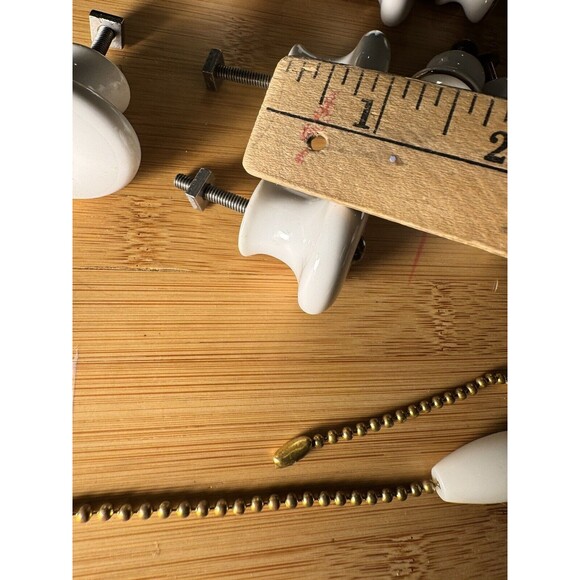 Porcelain White with Pink Rose & Gold Trim VTG  Drawer Pulls Mix lot of 11 - Picture 10 of 11